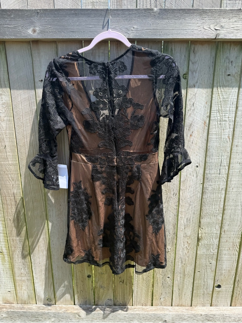 For Love & Lemons Black Lace Overlay Brown Mini Dress Size Medium NWT - Picture 4 of 4